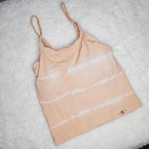 Champion Peach Orange and White Tie‎ Dye Running Crop Tank Top Size Small